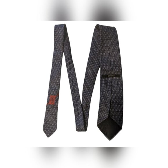 Authentic Gucci Blue Silk Printed Tie - Picture 3 of 11